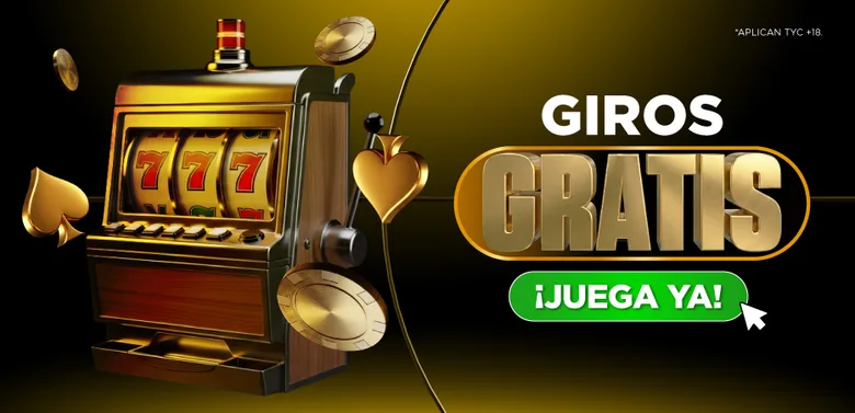 Banner de giros gratis de Ecuabet: una máquina tragamonedas dorada marcando tres sietes, naipes dorados y un botón verde de jugar